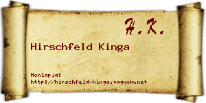 Hirschfeld Kinga névjegykártya
